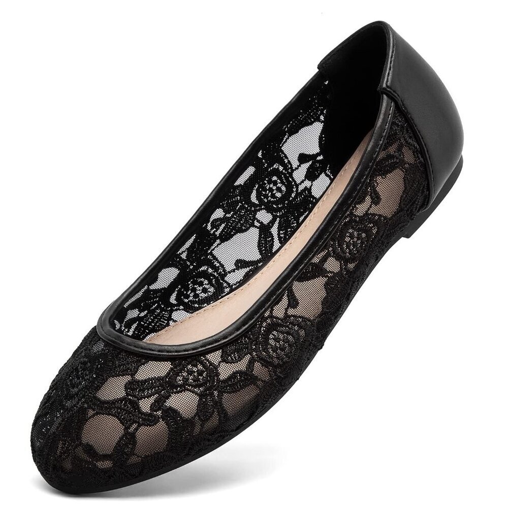 Women's Flats Slip On Ballet Shoes Comfortable Lace Cut Out Design